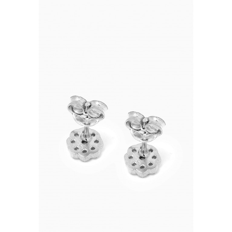 KHAILO SILVER - Mini Flower Crystal Stud Earrings in Sterling Silver