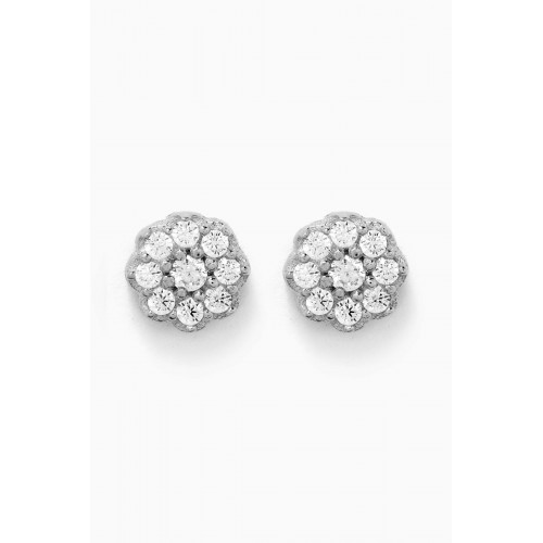 KHAILO SILVER - Mini Flower Crystal Stud Earrings in Sterling Silver