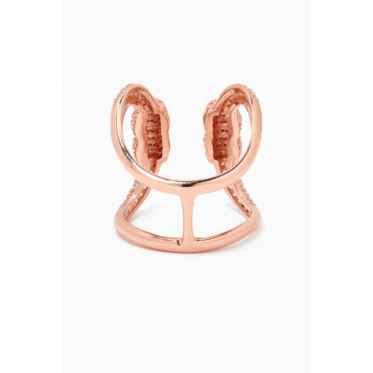 KHAILO SILVER - Whisper Crystal Open Ring in Rose Gold-plated Sterling Silver