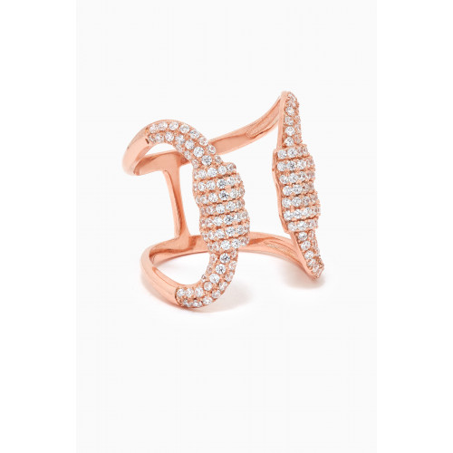 KHAILO SILVER - Whisper Crystal Open Ring in Rose Gold-plated Sterling Silver