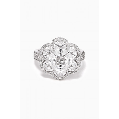 KHAILO SILVER - Flower Stone Crystal Ring in Sterling Silver