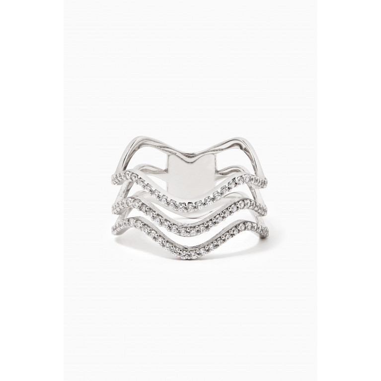 KHAILO SILVER - Triple Stacked Crystal Ring in Sterling Silver