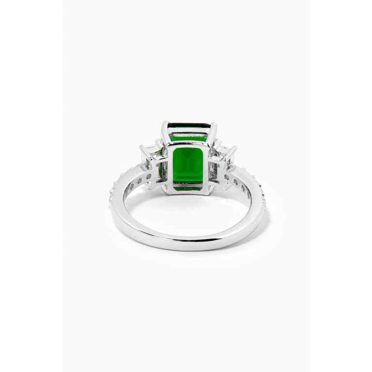 KHAILO SILVER - Emerald-cut Stone Crystal Ring in Sterling Silver