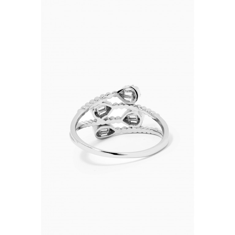 KHAILO SILVER - Baguette-cut Filigree Crystal Ring in Sterling Silver