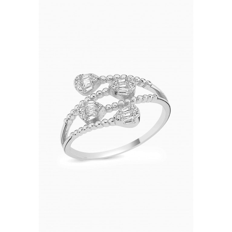 KHAILO SILVER - Baguette-cut Filigree Crystal Ring in Sterling Silver