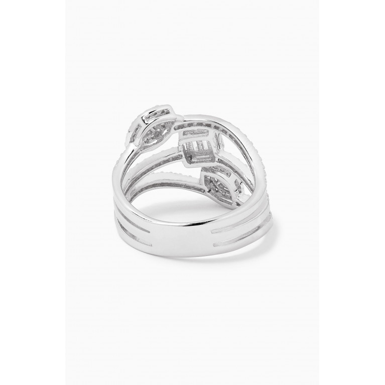 KHAILO SILVER - Three Arm Stone Crystal Ring in Sterling Silver