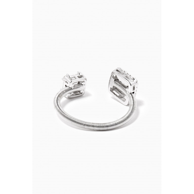 KHAILO SILVER - Double-stone Crystal Open Ring in Sterling Silver