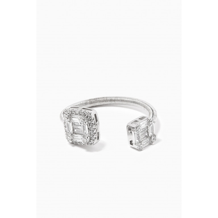 KHAILO SILVER - Double-stone Crystal Open Ring in Sterling Silver