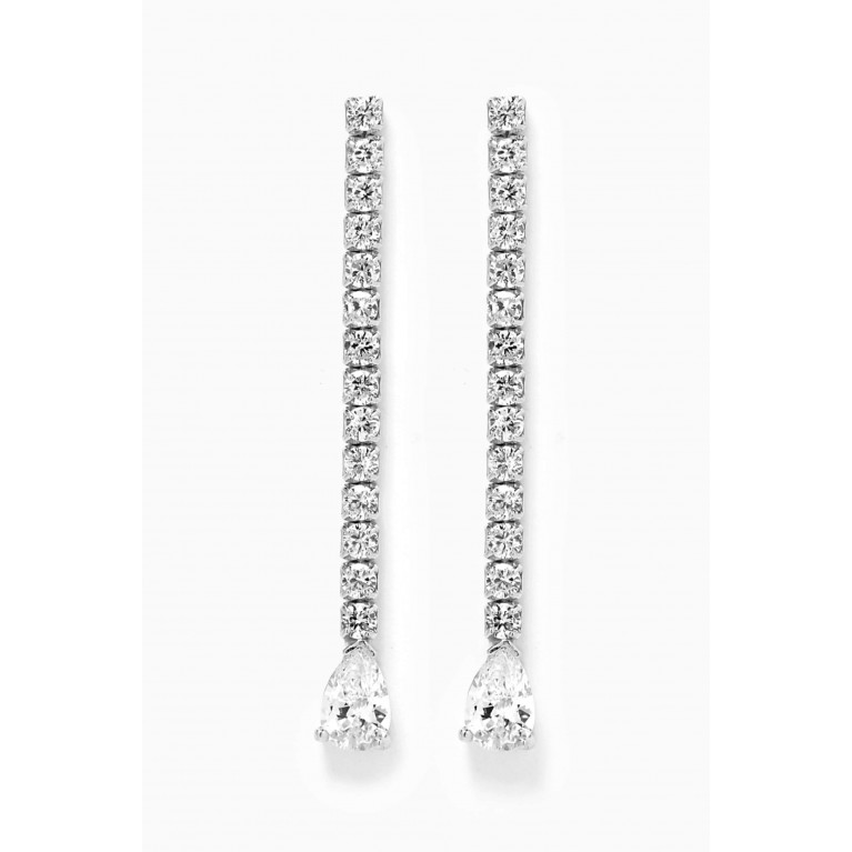 KHAILO SILVER - Teardrop Crystal Pavé Dangle Earrings in Sterling Silver