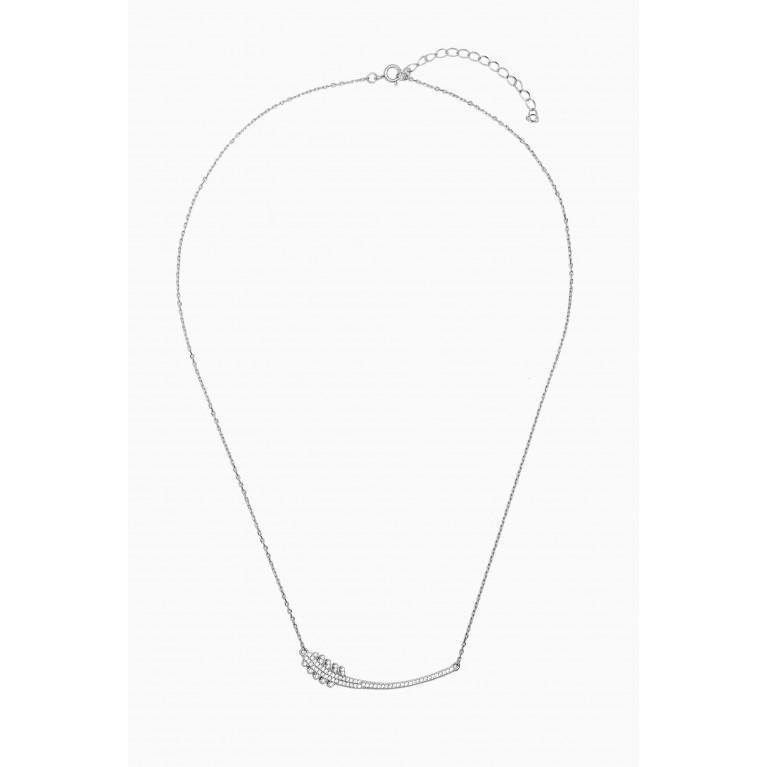 KHAILO SILVER - Wide Leaf Crystal Necklace in Sterling Silver