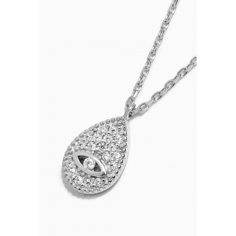 KHAILO SILVER - Teardrop Crystal Pendant Necklace in Sterling Silver