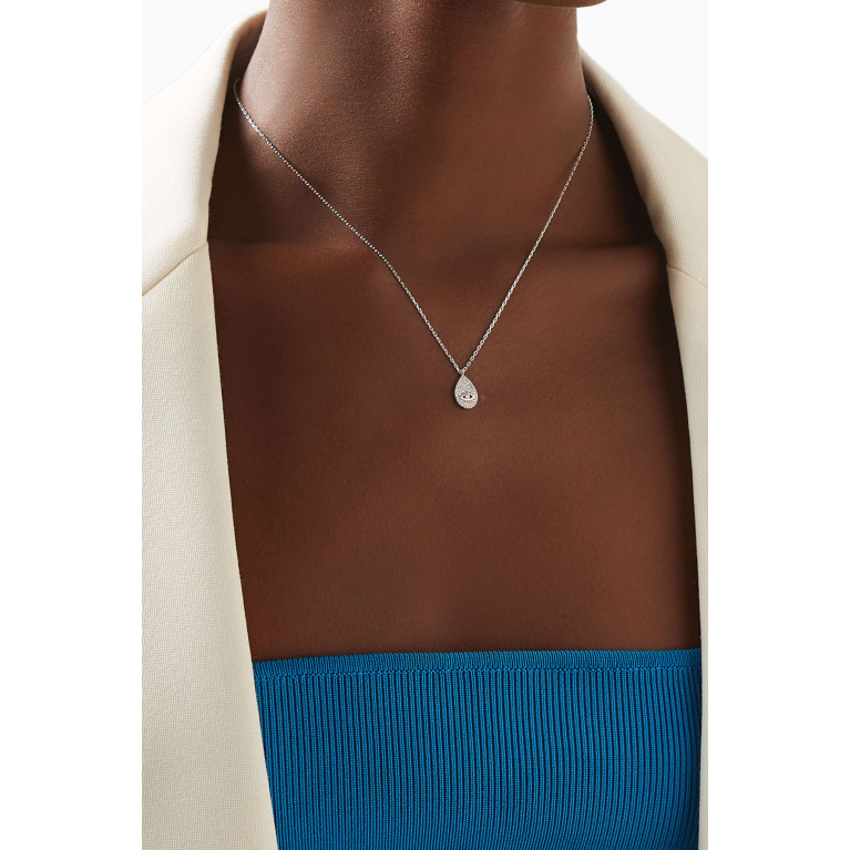 KHAILO SILVER - Teardrop Crystal Pendant Necklace in Sterling Silver