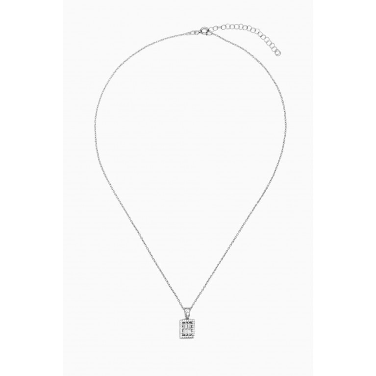 KHAILO SILVER - Rectangular Crystal Pendant Necklace in Sterling Silver
