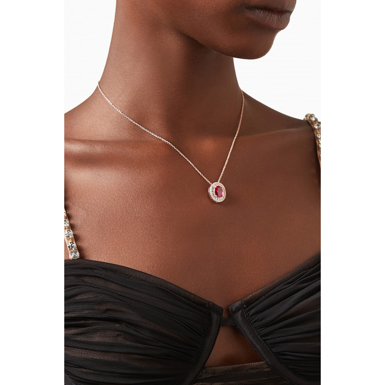 KHAILO SILVER - Classic Stone Crystal Pendant Necklace in Sterling Silver