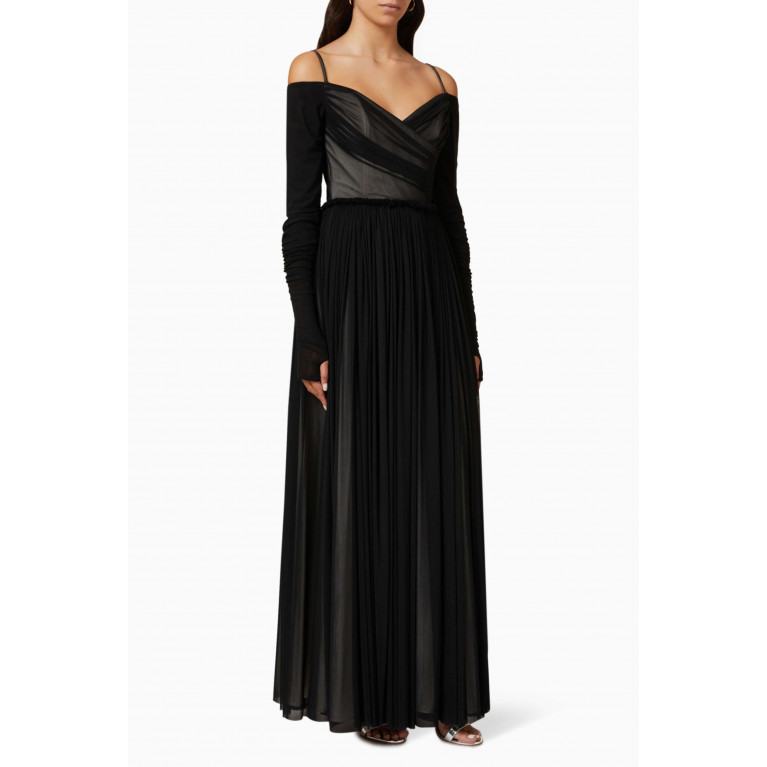 Bazza Alzouman - Gathered Maxi Gown in Jersey