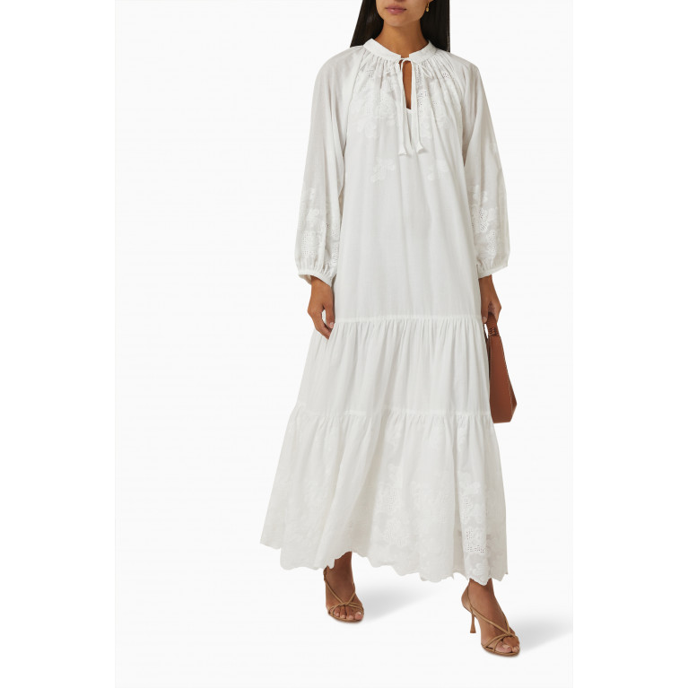 Bambah Boutique - Sandra Tiered Kaftan in Cotton White