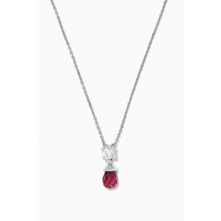 Baby Fitaihi - Rhodolite Pendant Diamond Necklace in 18kt White Gold
