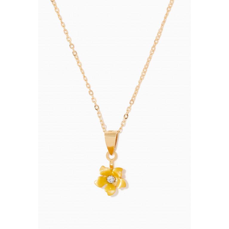 Baby Fitaihi - Flower Mother of Pearl & Diamond Necklace in 18kt Gold