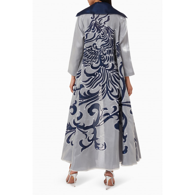Sui Abaya - Colour-block Embroidered Abaya in Organza