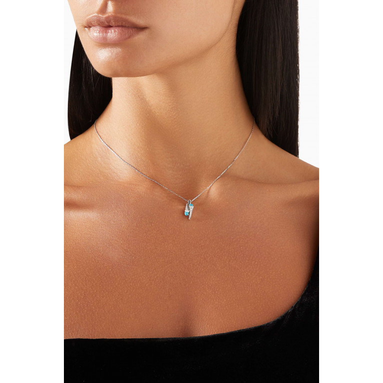 Marli - Cleo Diamond Huggie Pendant Necklace with Turquoise in 18kt White Gold