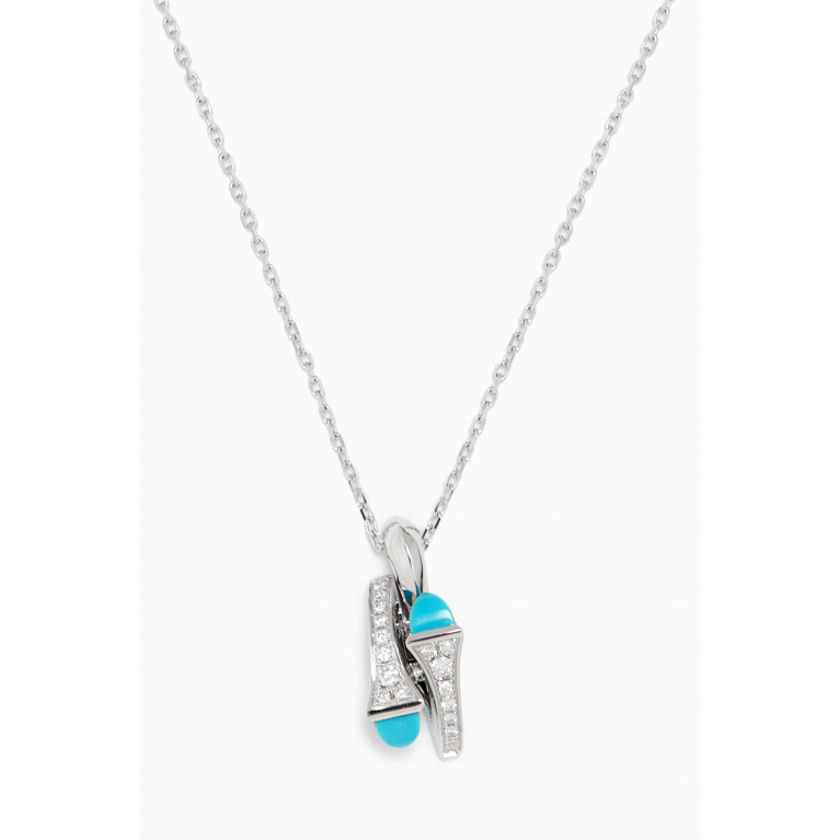 Marli - Cleo Diamond Huggie Pendant Necklace with Turquoise in 18kt White Gold
