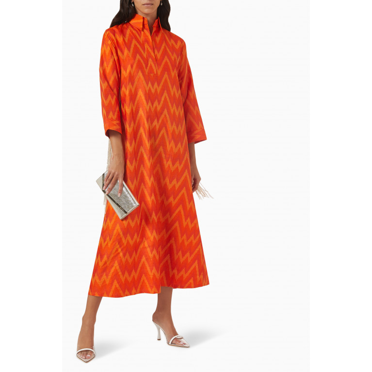 The Naqadis - Sequinned Fringe Shirt Dress in Silk