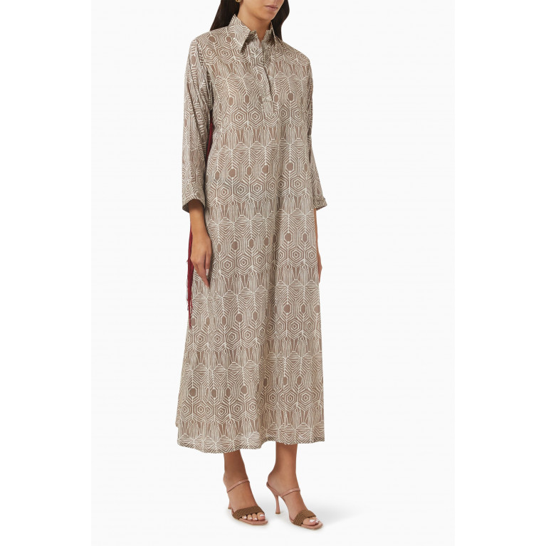 The Naqadis - Fringed Shirt Dress in Silk