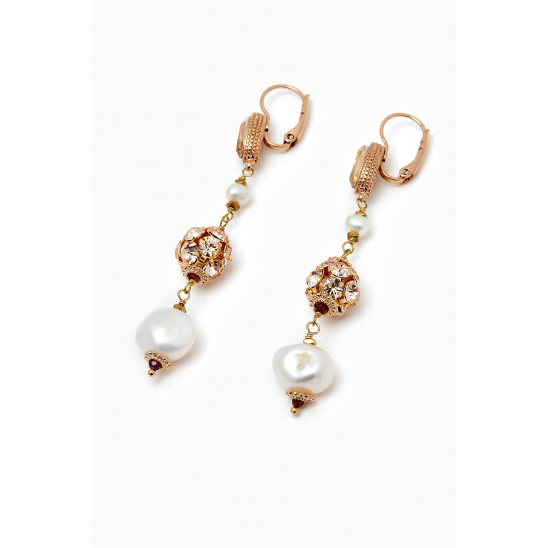 Satellite - Satellite - Calista sleeper Freshwater Pearl Earrings in 14kt Gold-plated Metal