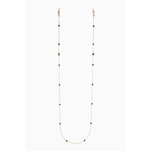 Marli - Cleo Green Agate & Diamond Convertible Necklace & Eye Glass Chain in 18kt Rose Gold