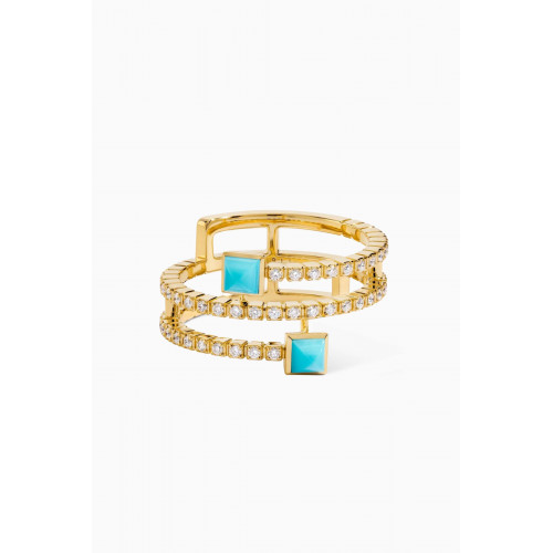 Marli - Cleo Lotus Twist Diamond & Turquoise Ring in 18kt Gold