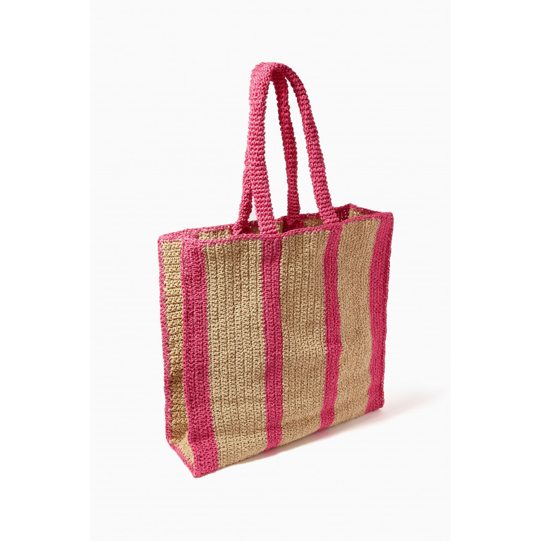 Cooperative Studio - Large Striped Tote Bag in Paper Yarn Pink