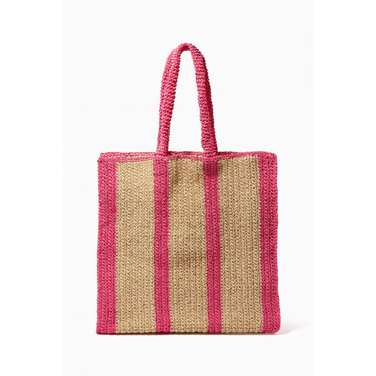 Cooperative Studio - Large Striped Tote Bag in Paper Yarn Pink