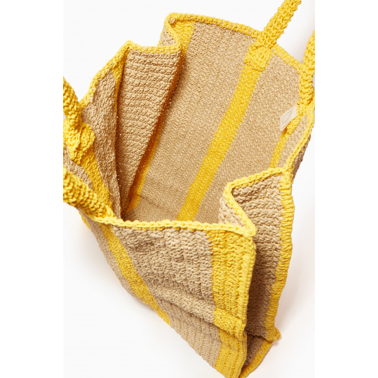 Cooperative Studio - Large Striped Tote Bag in Paper Yarn Yellow