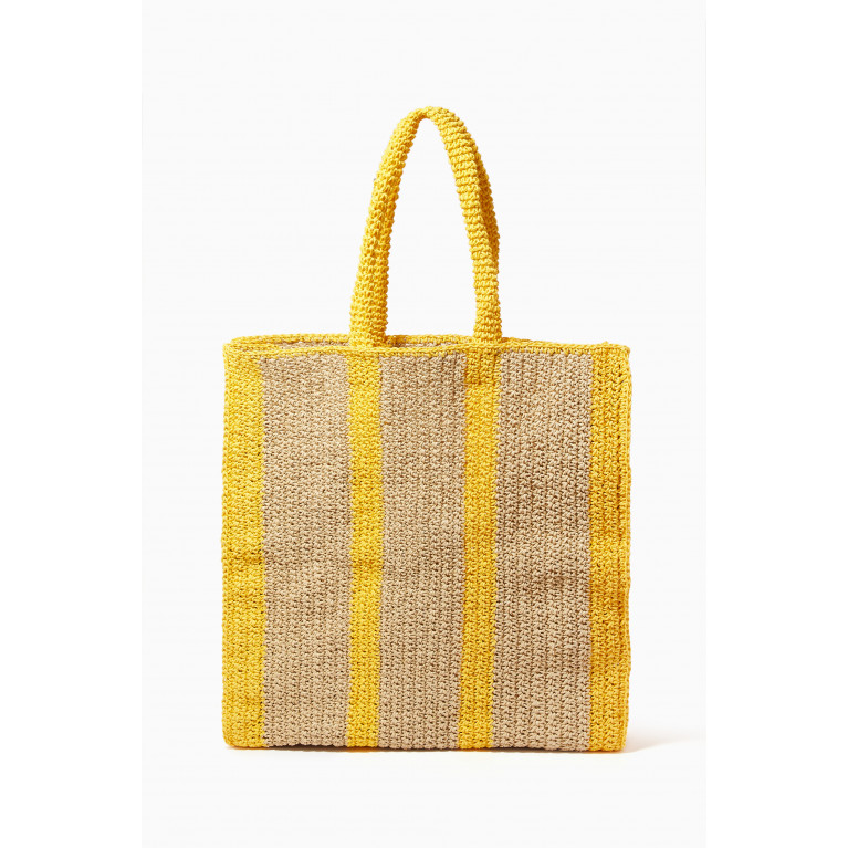 Cooperative Studio - Large Striped Tote Bag in Paper Yarn Yellow