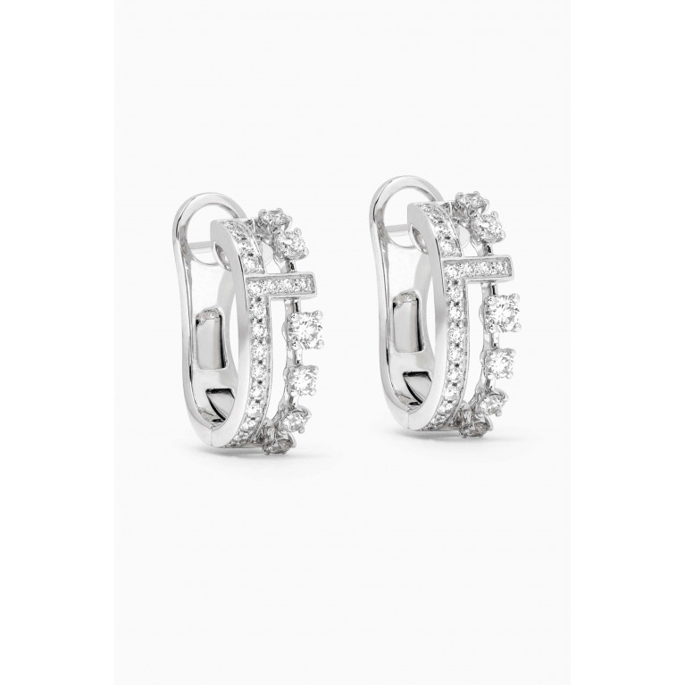 Marli - Avenues Diamond Hoop Earrings in 18kt White Gold