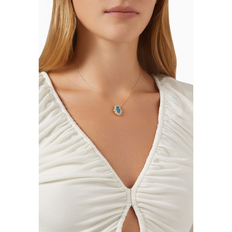 M's Gems - Heba Diamond & Multi-stone Pendant Necklace in 18kt Gold
