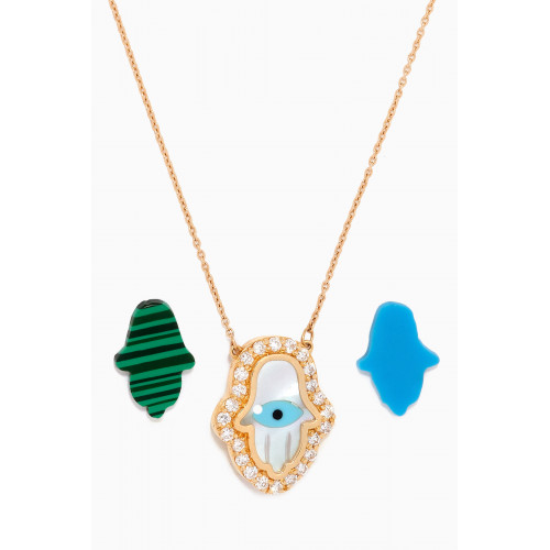 M's Gems - Heba Diamond & Multi-stone Pendant Necklace in 18kt Gold