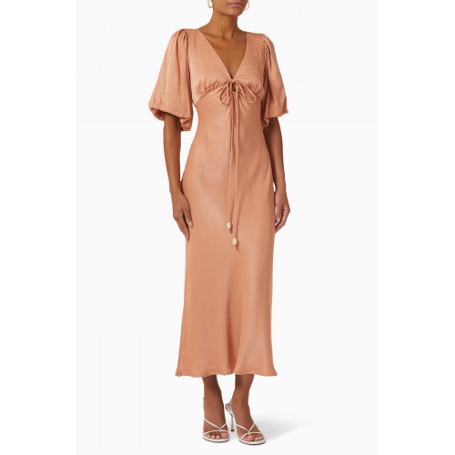 Ministry Of Style - Ethereal Midi Dress in Satin Orange