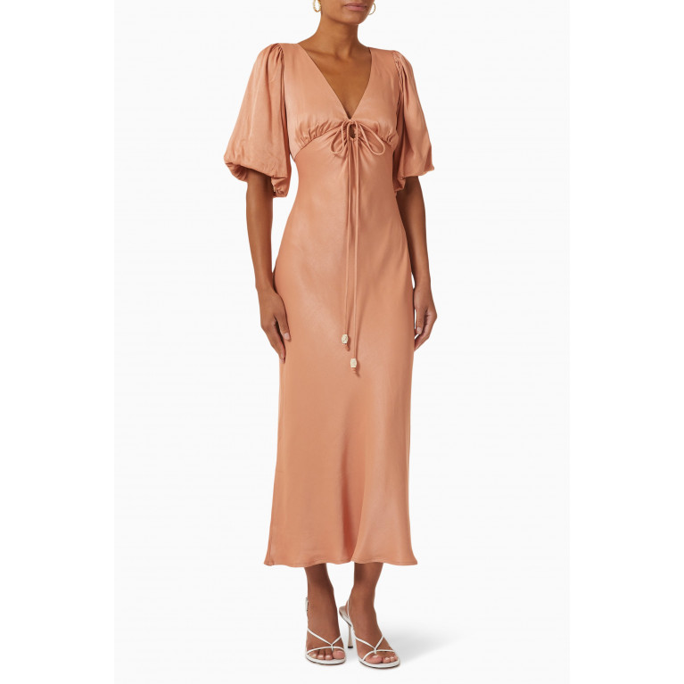 Ministry Of Style - Ethereal Midi Dress in Satin Orange