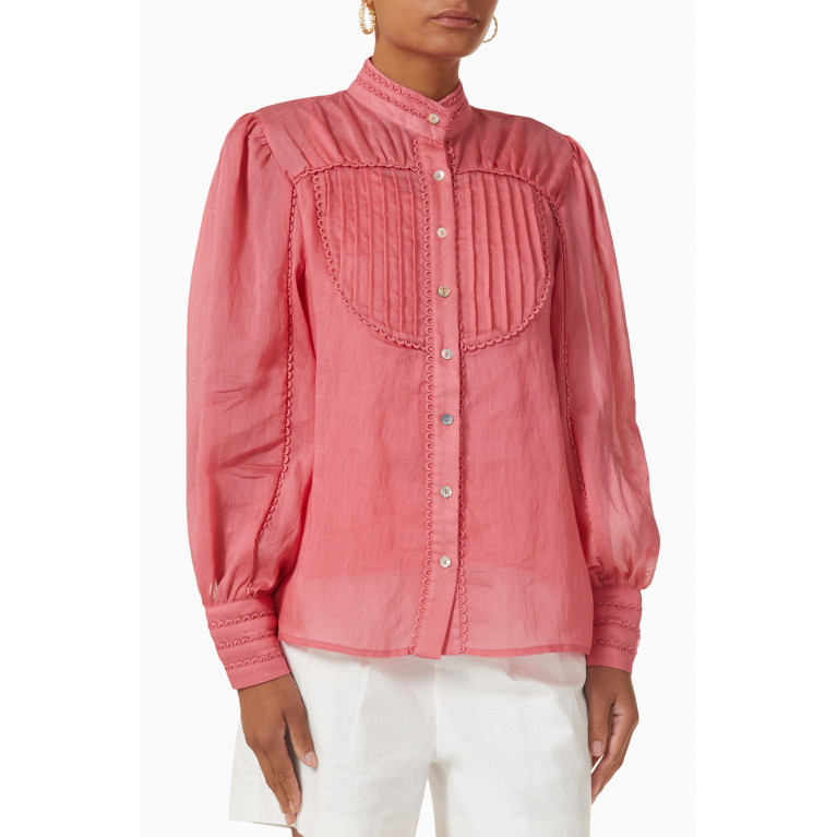 Ministry Of Style - Meadow Blouse in Linen-blend Pink