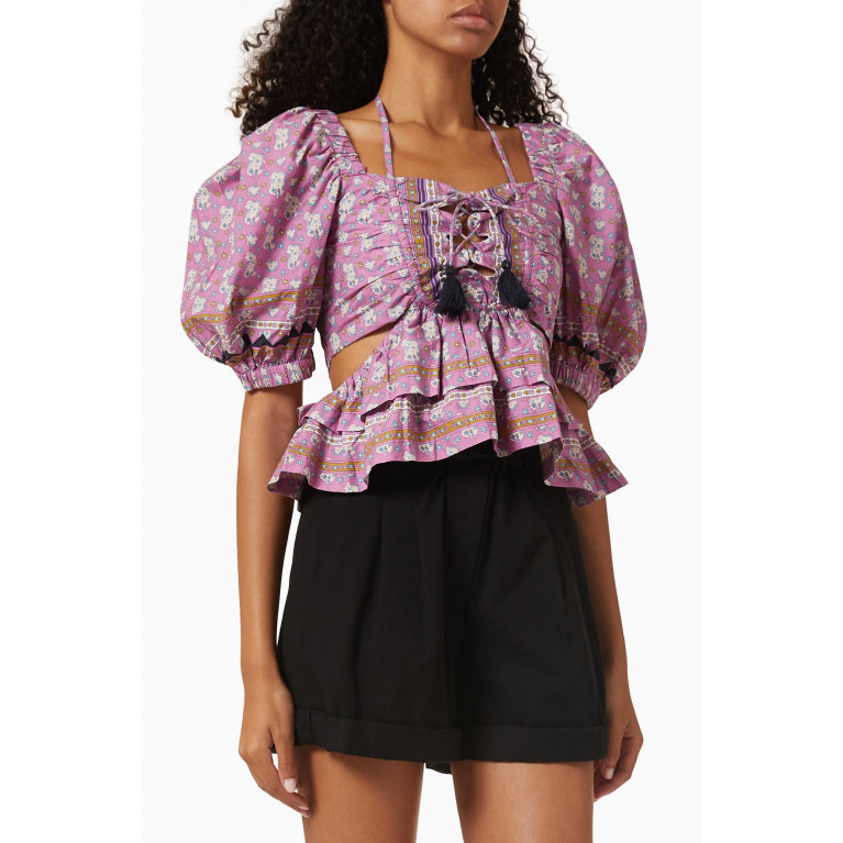 Sea New York - Perry Printed Cut-out Top in Cotton