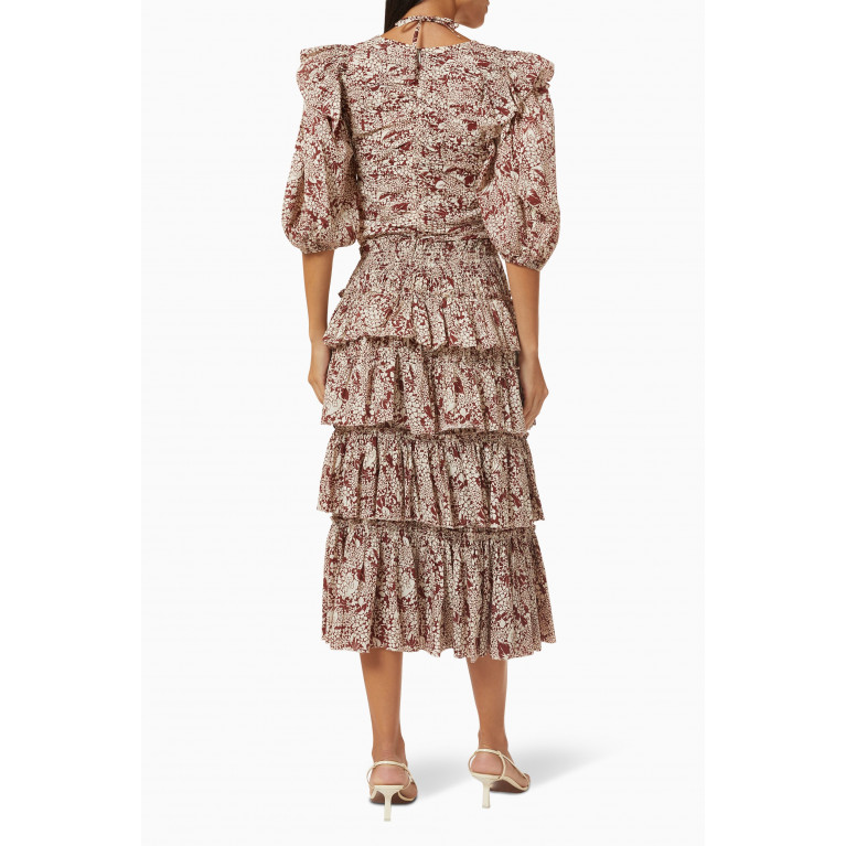 Sea New York - Priya Floral-print Tiered Midi Dress in Cotton