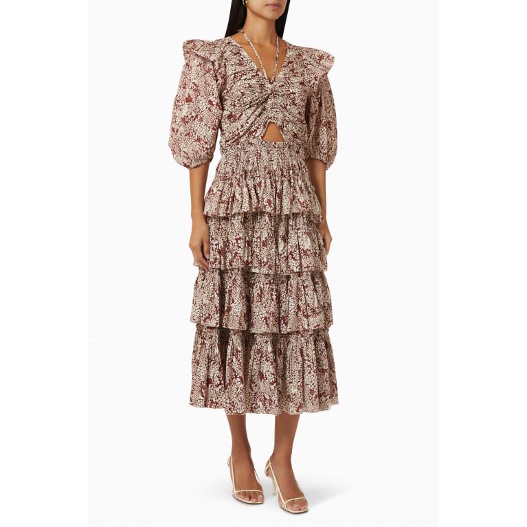 Sea New York - Priya Floral-print Tiered Midi Dress in Cotton