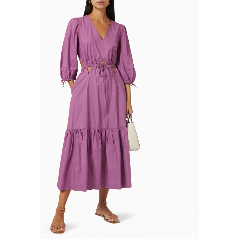 Sea New York - Steph Cut-out Midi Dress in Cotton-poplin Purple