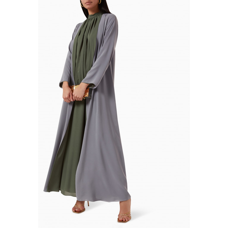 SH Collection - Belted Abaya Set Green