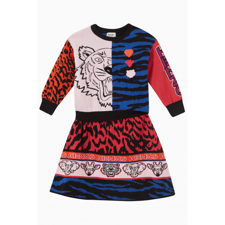 KENZO KIDS - Party Capsule Animal-print Skirt in Cotton Pink