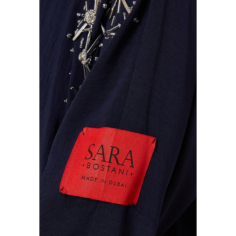 Sara Bostani - Embellished Abaya in Linen Blue