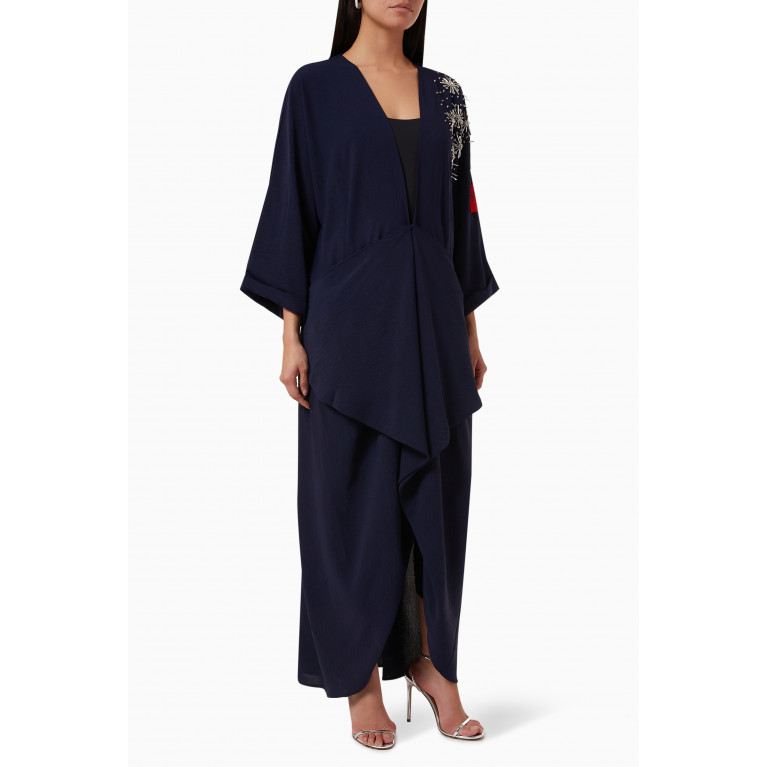 Sara Bostani - Embellished Abaya in Linen Blue