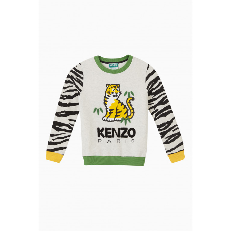 KENZO KIDS - KENZO KIDS - Animal Logo Sweatshirt in Cotton Grey