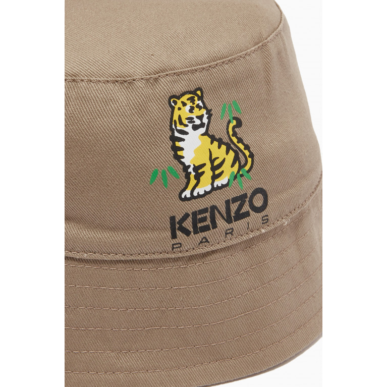 KENZO KIDS - Logo Tiger Bucket Hat in Cotton